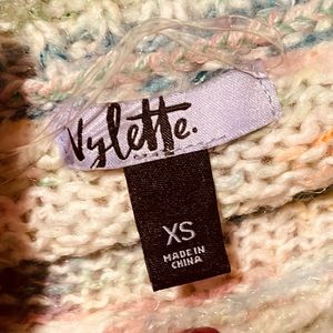 Vylette Space Dye Fuzzy Crew Neck Sweater